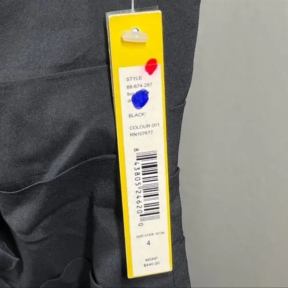 NEW! ALICE + OLIVIA BLACK SILK RUFFLE ACCENT COCKTAIL DRESS! WOMENS 4! - Picture 5 of 8